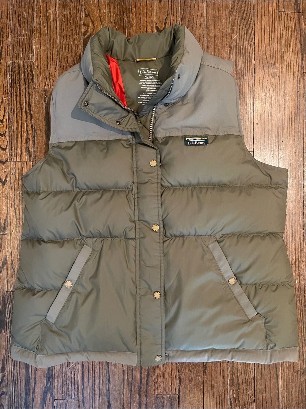 L.L. Bean Olive and Gray Quilted Puffer Vest